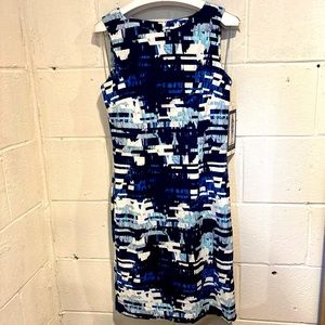 Mario Serrano blue sleeveless shift dress size 2